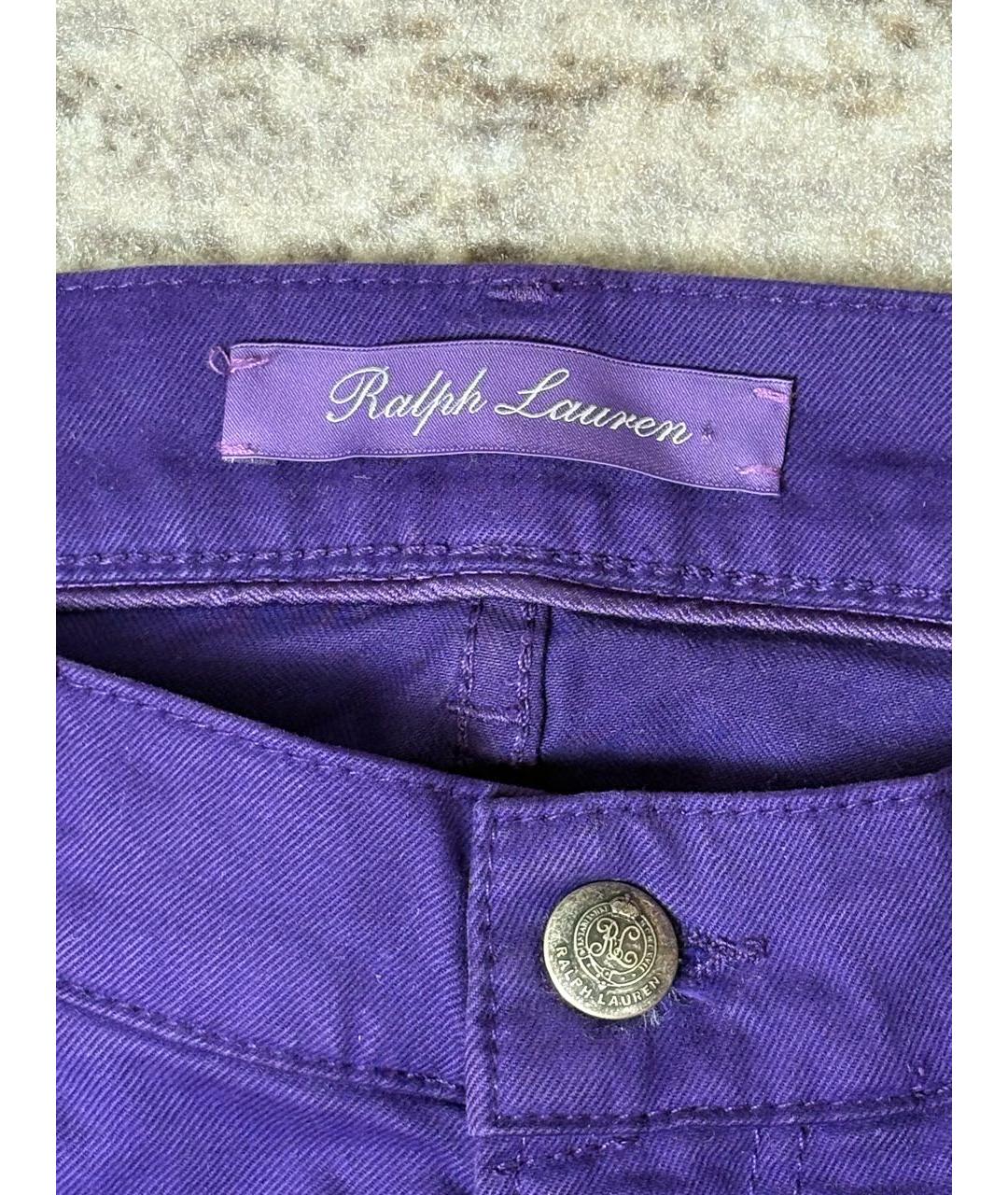 RALPH LAUREN PURPLE LABEL Фиолетовые хлопко-эластановые джинсы скинни, фото 4