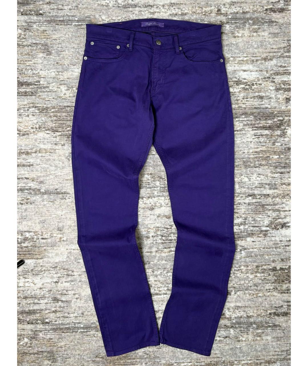 RALPH LAUREN PURPLE LABEL Фиолетовые хлопко-эластановые джинсы скинни, фото 9