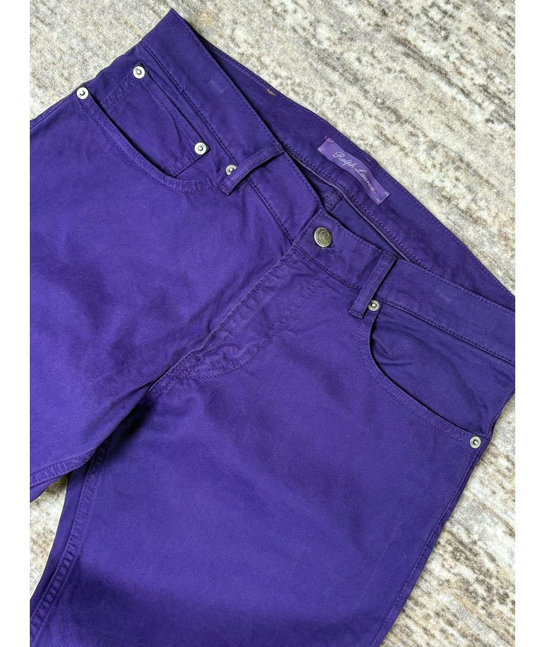 RALPH LAUREN PURPLE LABEL Фиолетовые хлопко-эластановые джинсы скинни, фото 2
