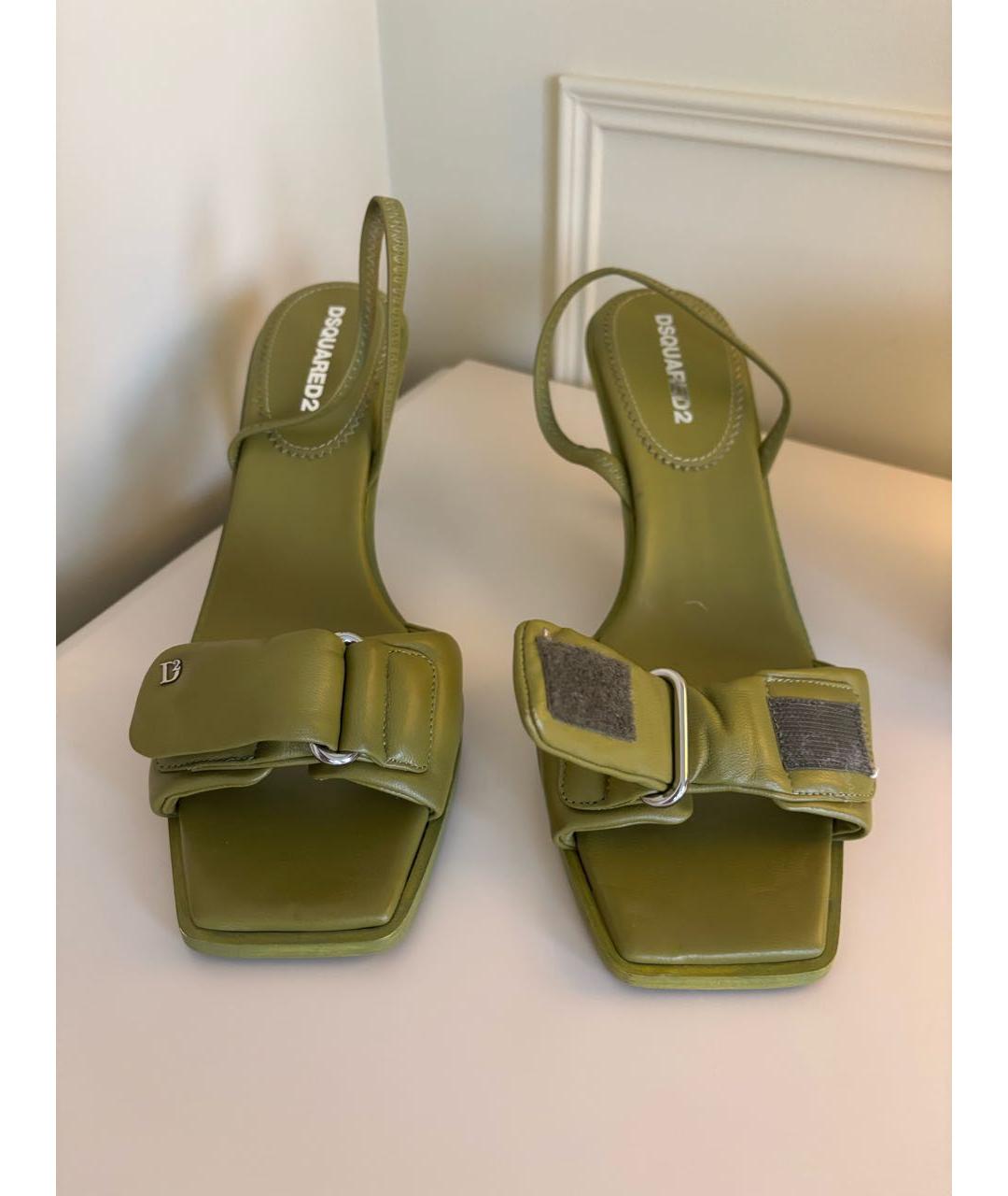 DSQUARED2 Зеленые кожаные босоножки, фото 2