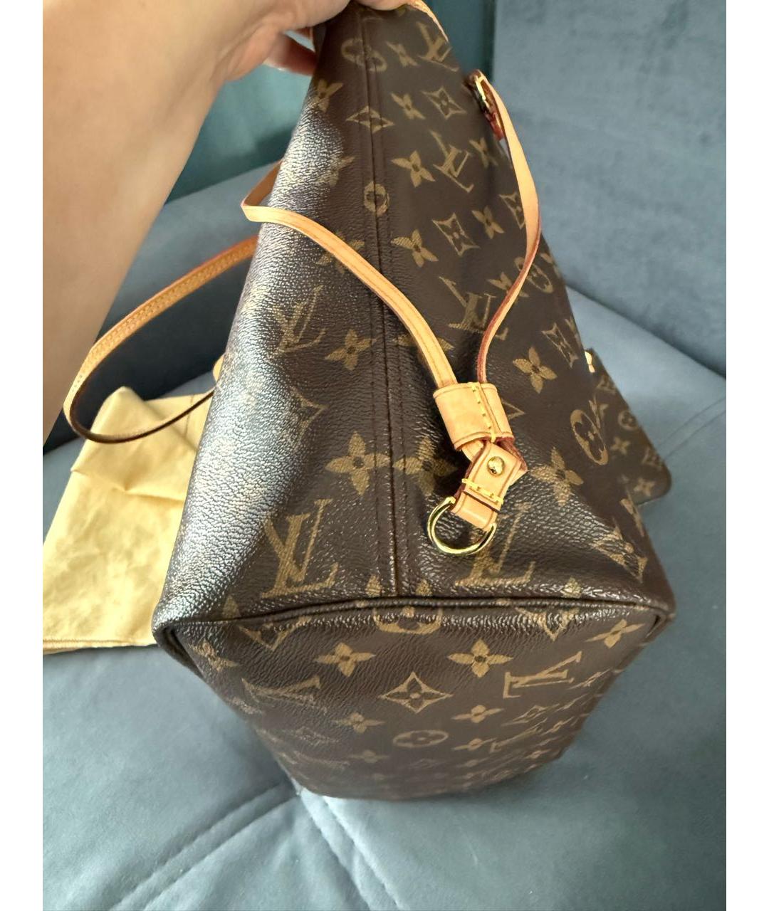 LOUIS VUITTON Коричневая кожаная сумка тоут, фото 2