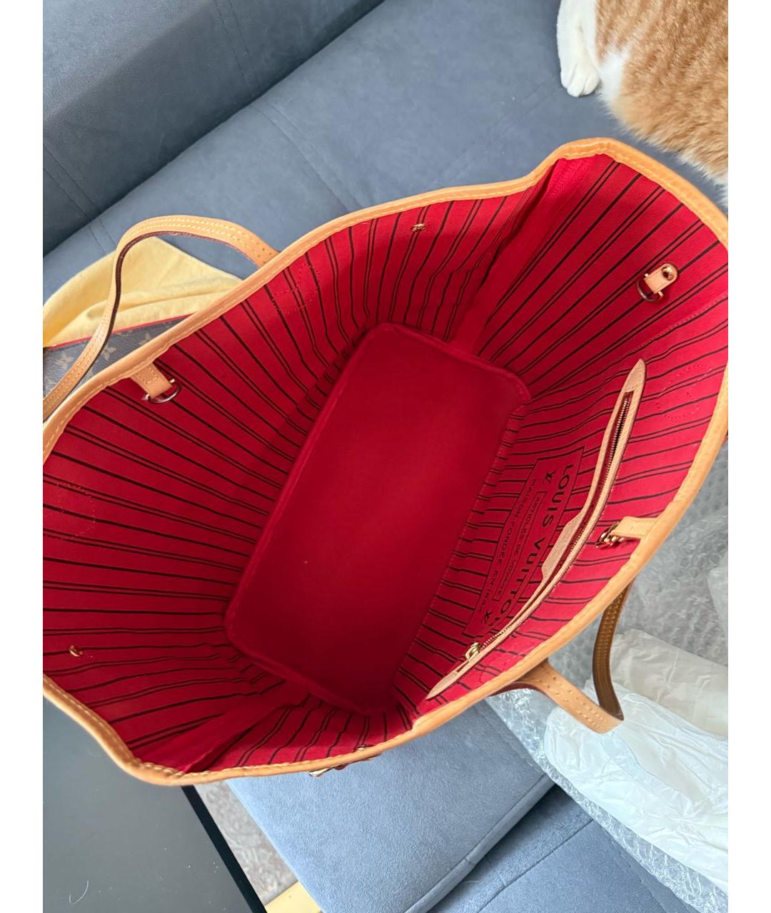 LOUIS VUITTON Коричневая кожаная сумка тоут, фото 4