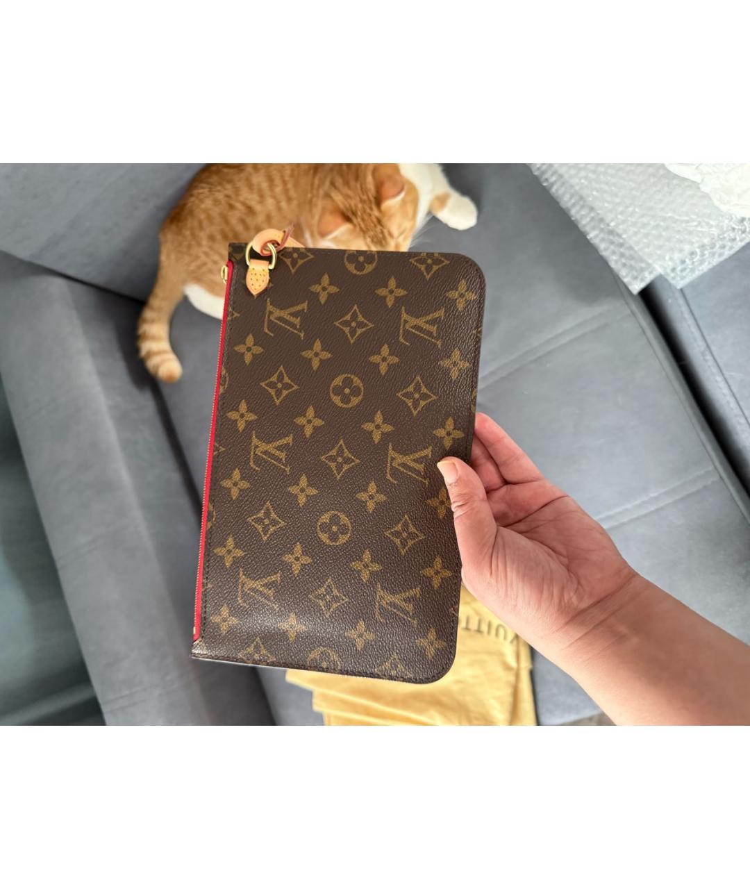 LOUIS VUITTON Коричневая кожаная сумка тоут, фото 6