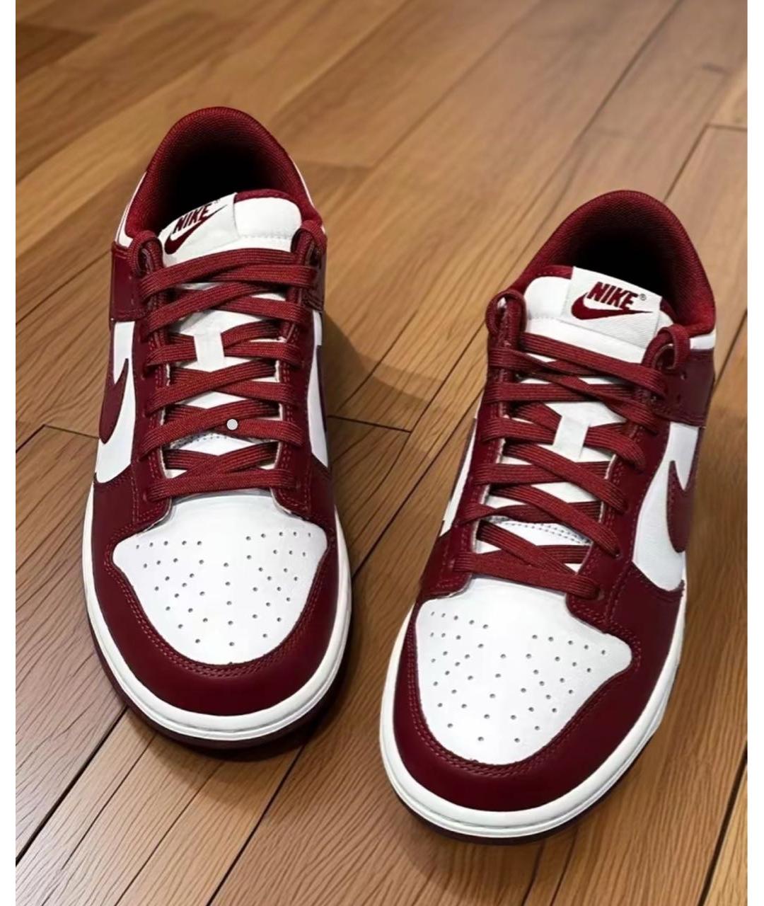 NIKE Бордовые кожаные низкие кроссовки / кеды, фото 2