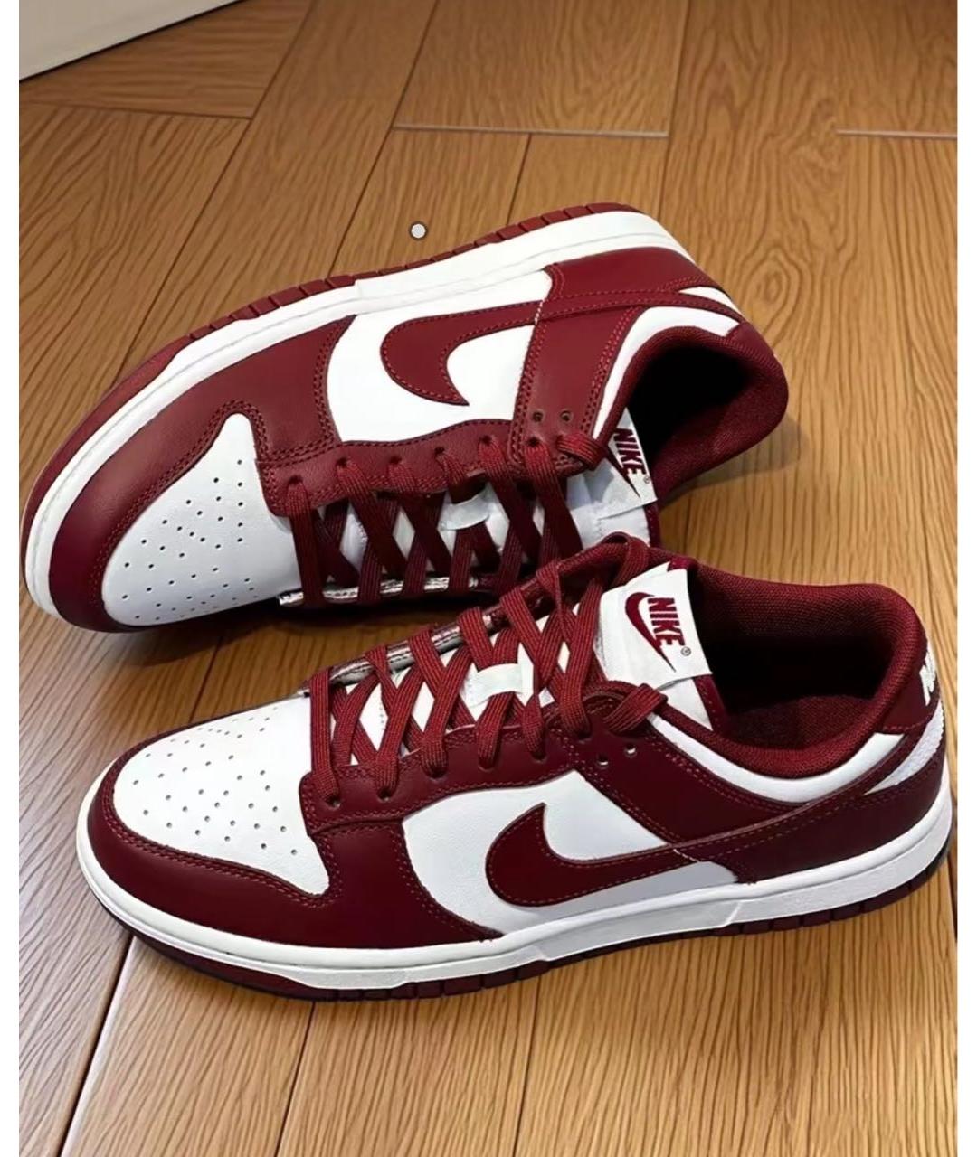 NIKE Бордовые кожаные низкие кроссовки / кеды, фото 5