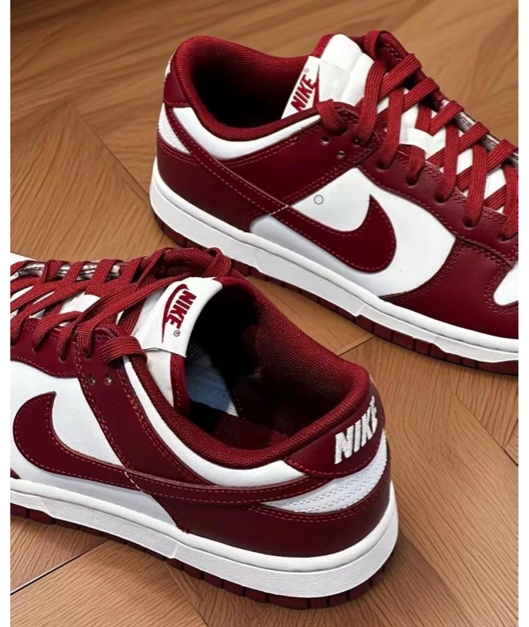 NIKE Бордовые кожаные низкие кроссовки / кеды, фото 3