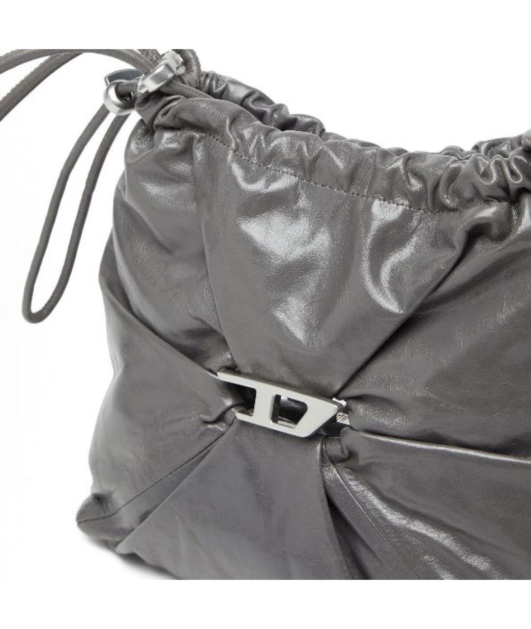 DIESEL Антрацитовая кожаная сумка с короткими ручками, фото 6