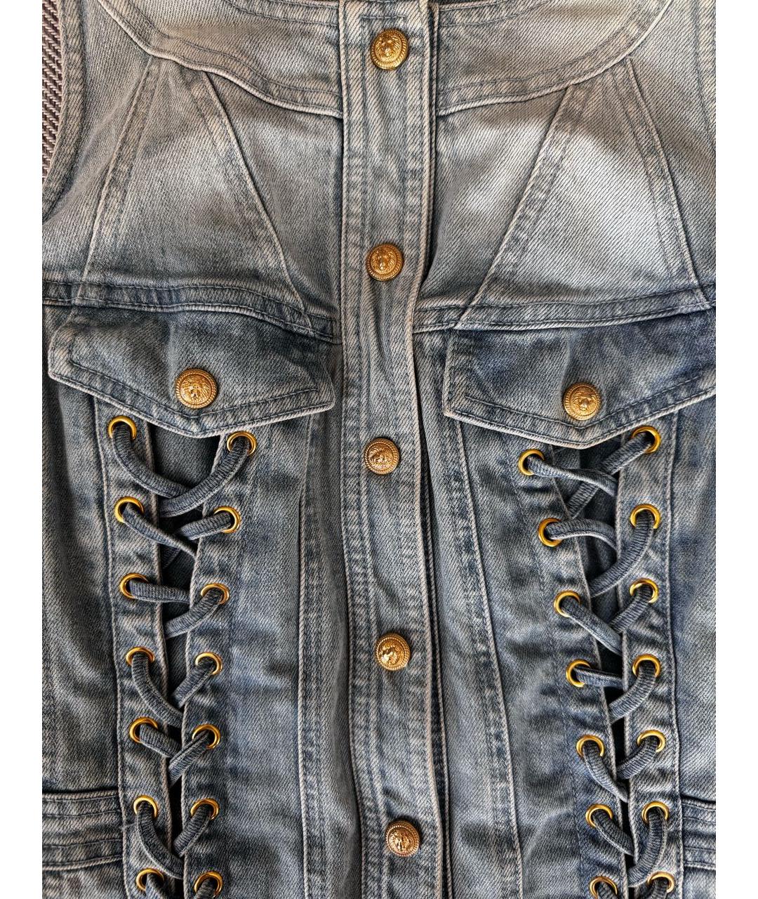 BALMAIN Голубое деним повседневное платье, фото 4