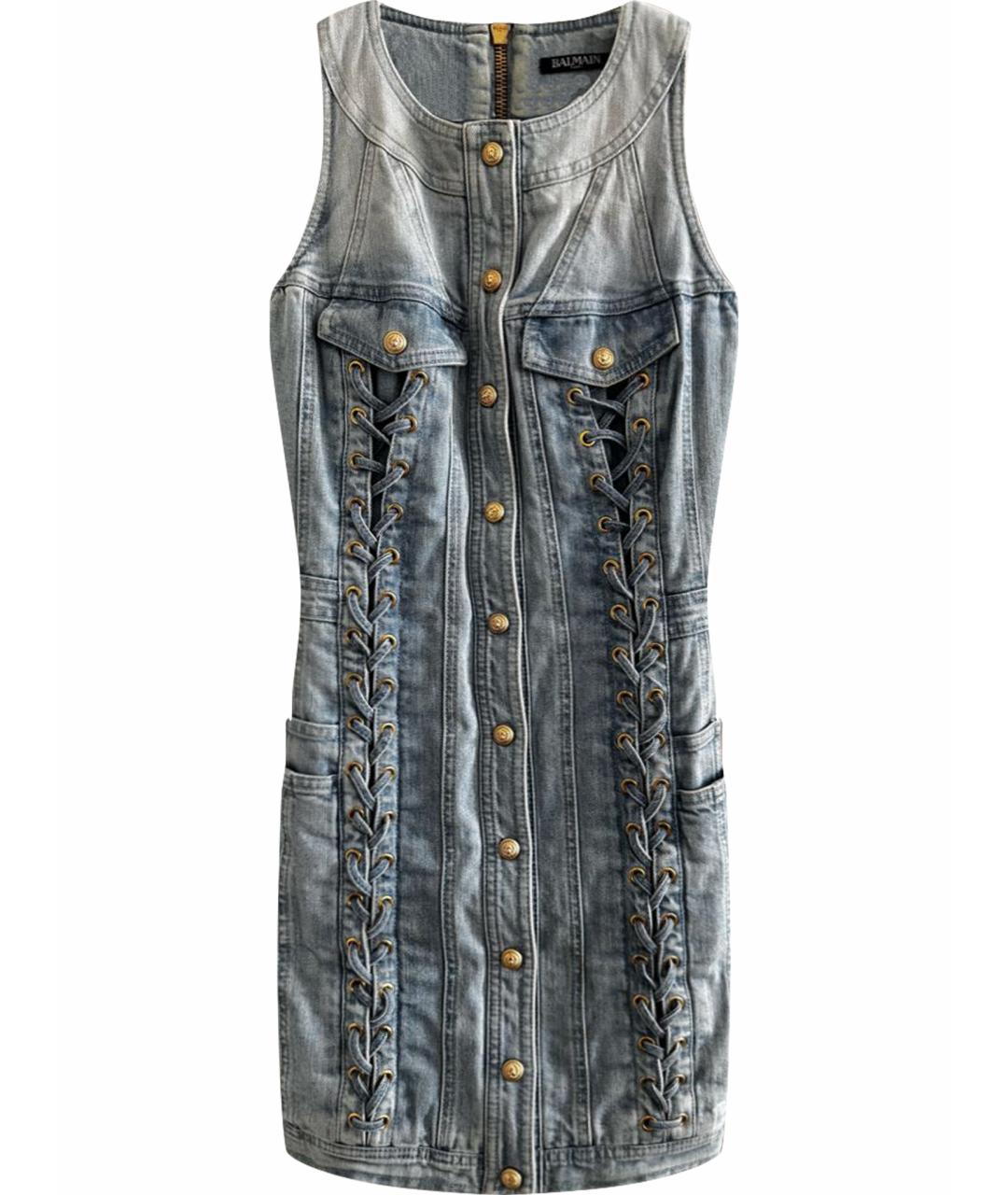 BALMAIN Голубое деним повседневное платье, фото 1