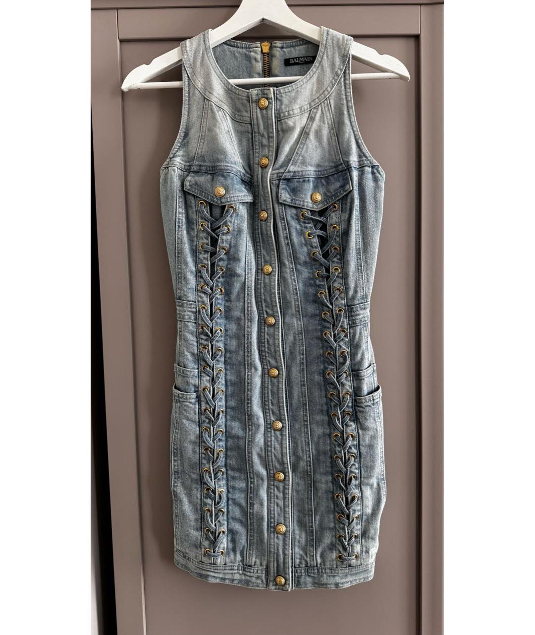 BALMAIN Голубое деним повседневное платье, фото 5