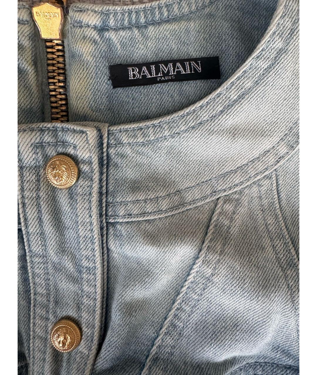 BALMAIN Голубое деним повседневное платье, фото 3