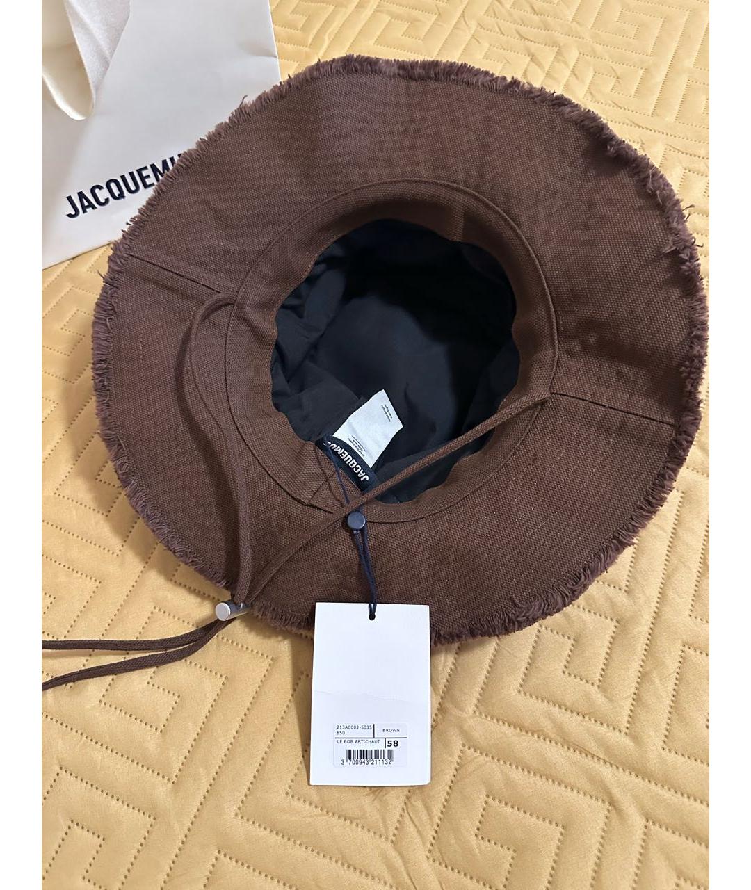 JACQUEMUS Коричневая хлопковая панама, фото 4
