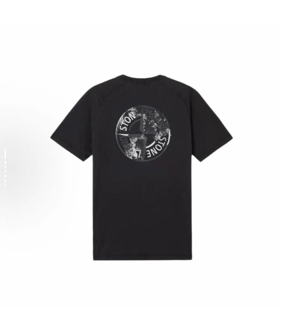 STONE ISLAND Черная хлопковая футболка, фото 2