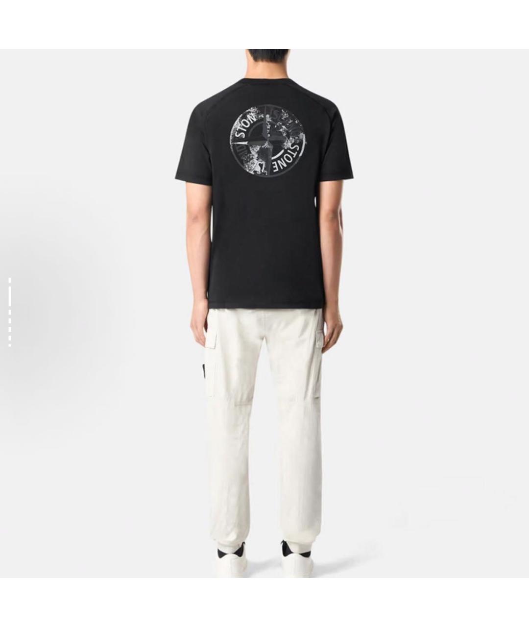 STONE ISLAND Черная хлопковая футболка, фото 3
