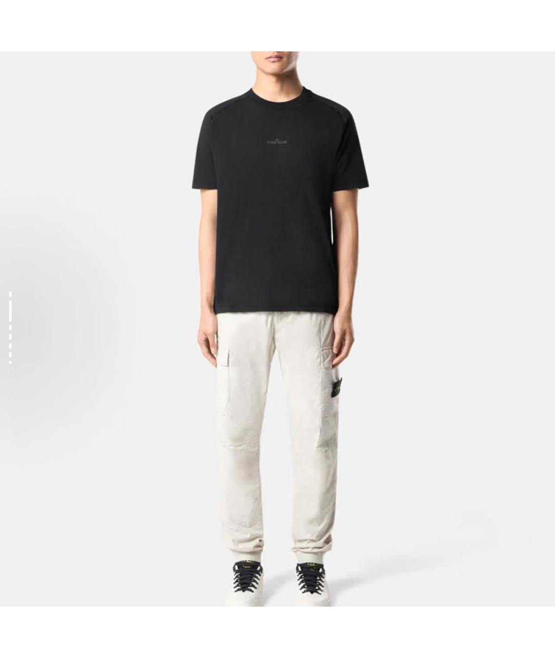STONE ISLAND Черная хлопковая футболка, фото 4