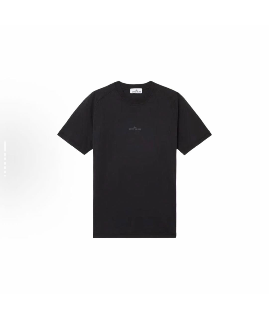 STONE ISLAND Черная хлопковая футболка, фото 5