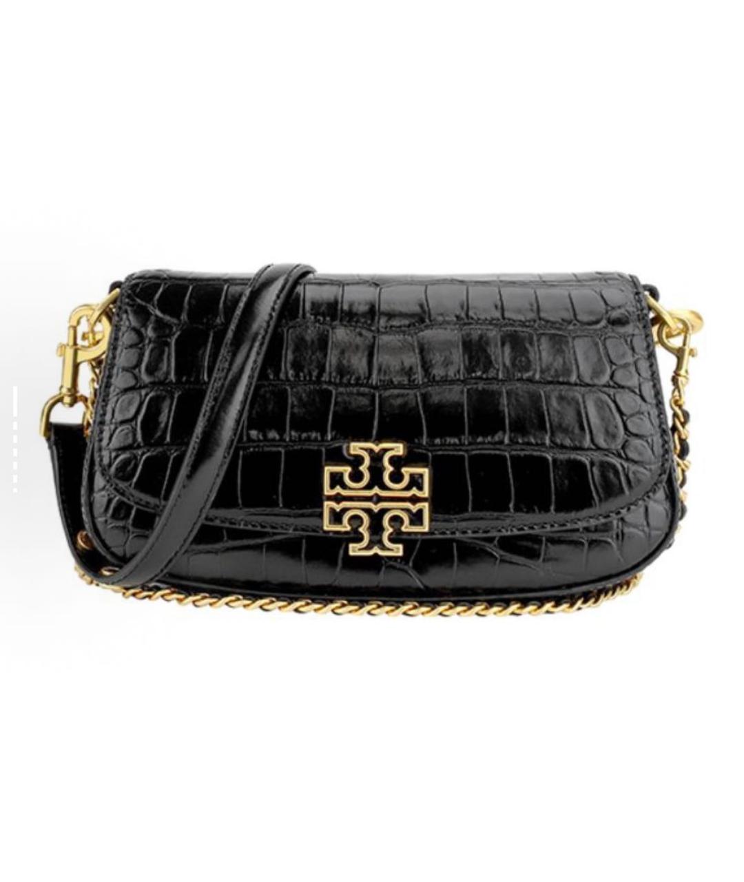 TORY BURCH Черная кожаная сумка тоут, фото 6