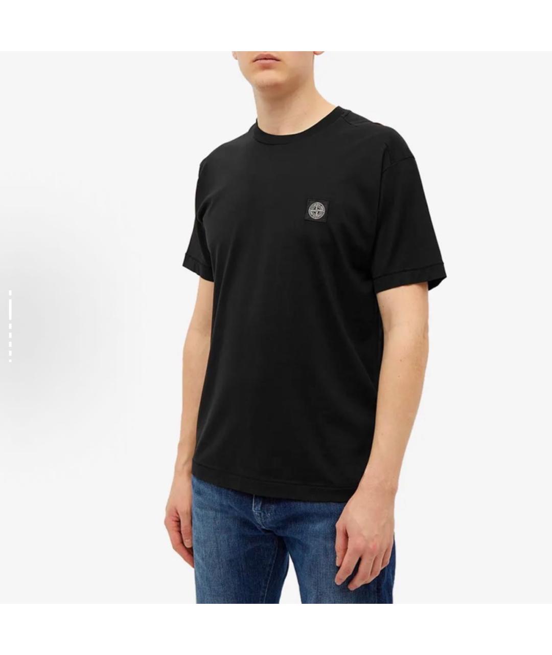 STONE ISLAND Черная хлопковая футболка, фото 2