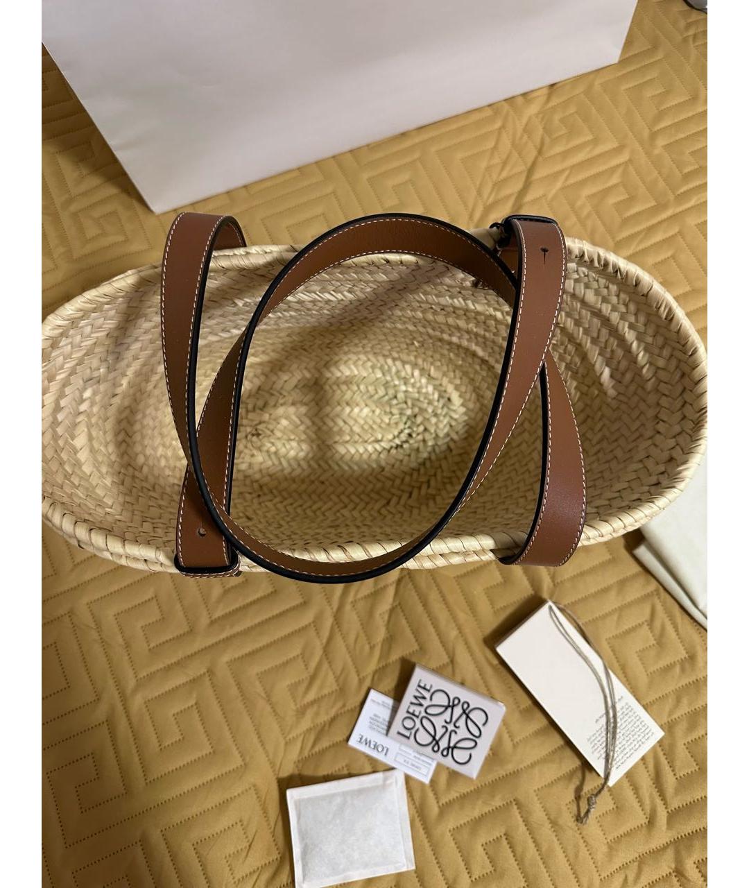 LOEWE Бежевая пелетеная пляжная сумка, фото 5
