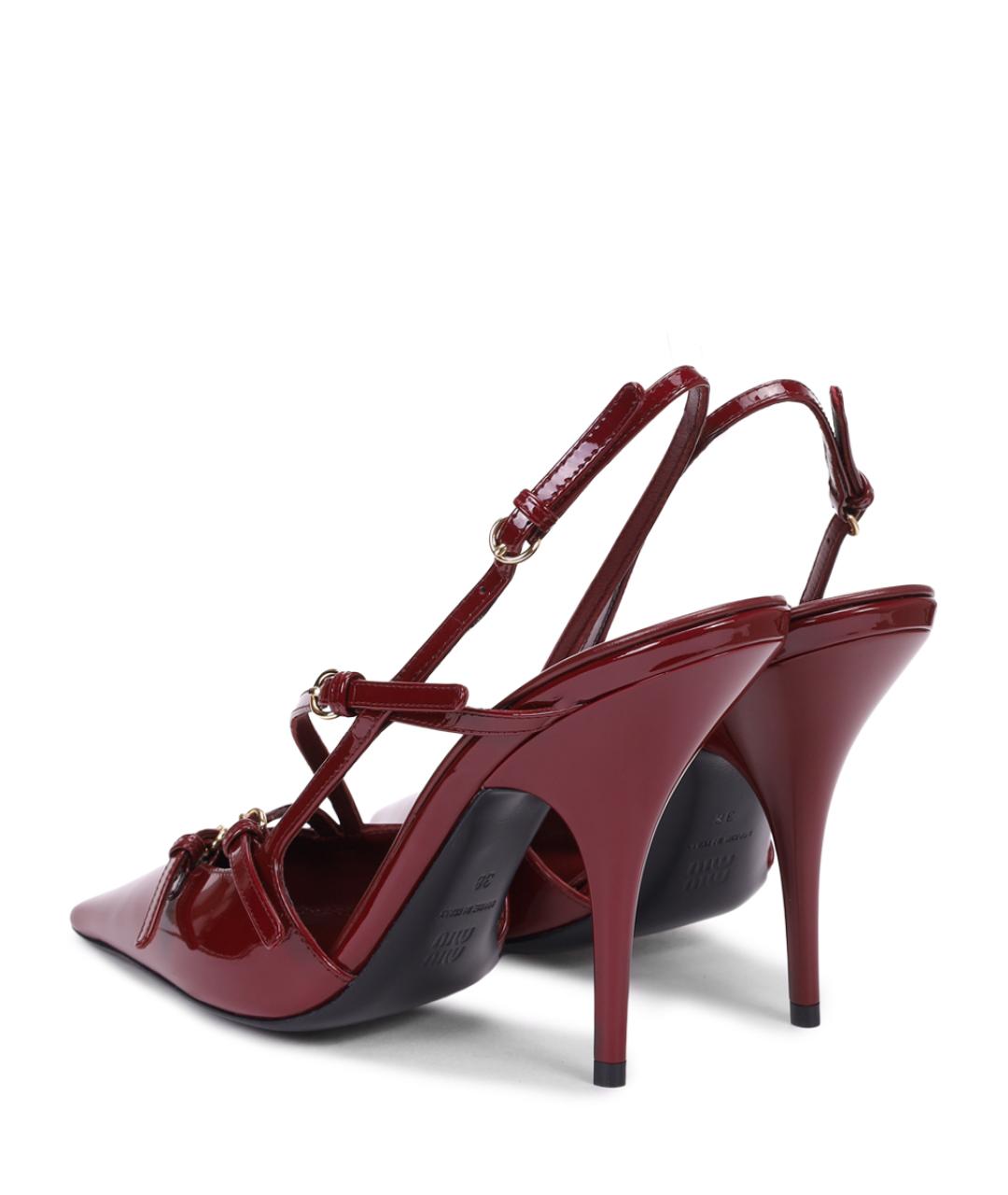 MIU MIU Бордовые кожаные туфли, фото 2