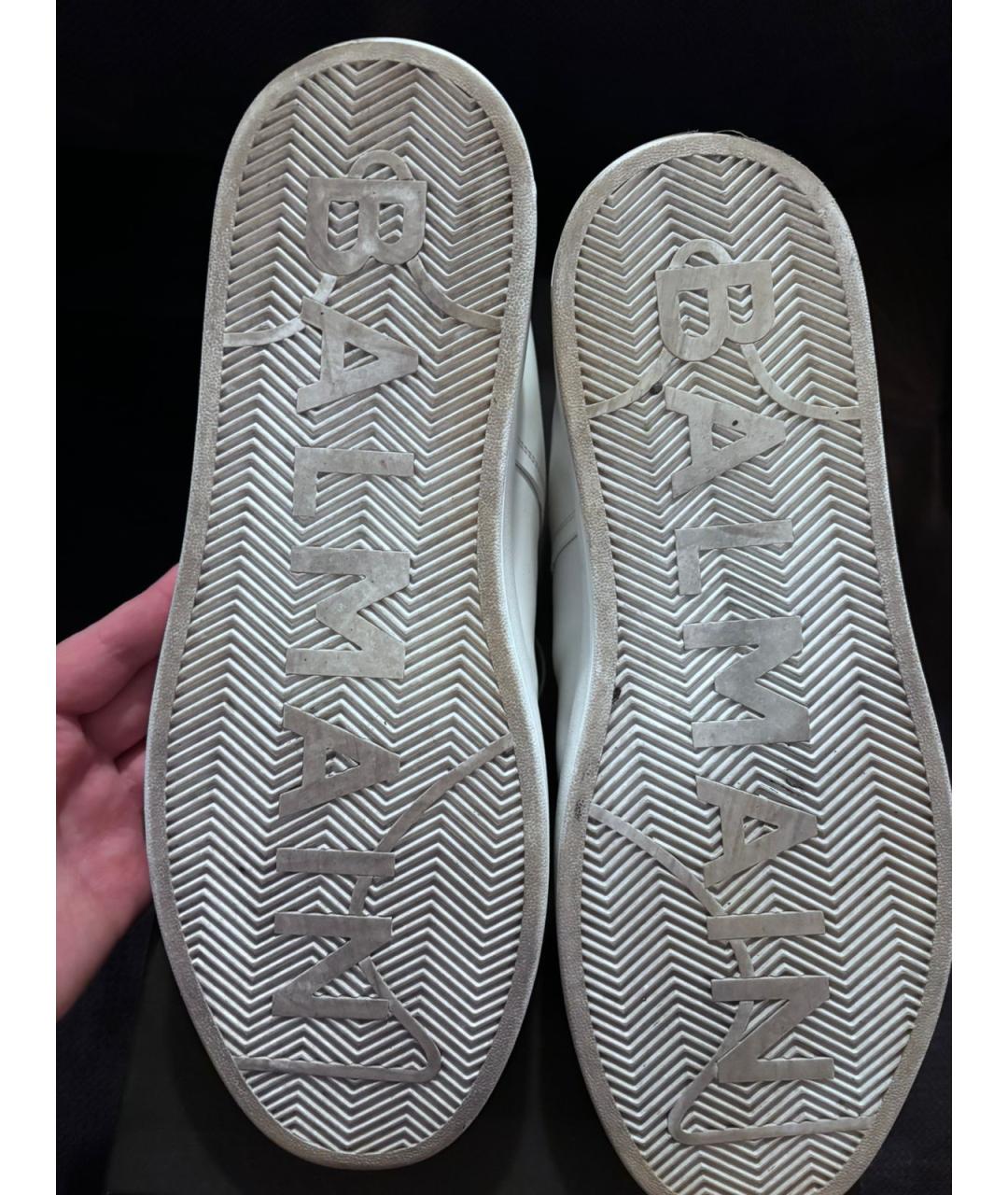 BALMAIN Белые кожаные низкие кроссовки / кеды, фото 7
