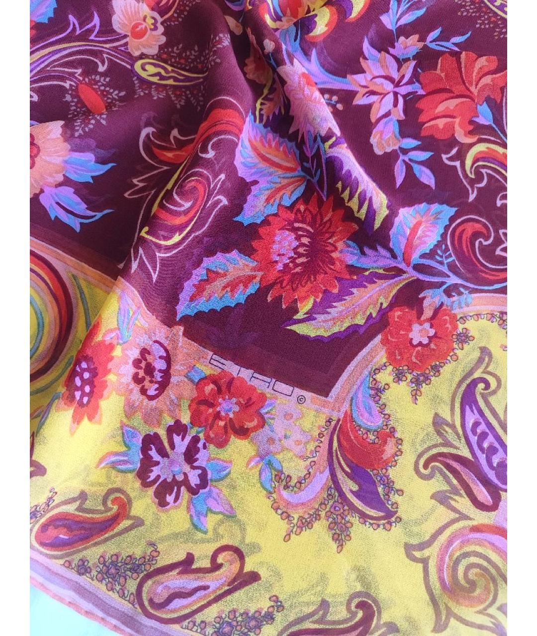 ETRO Оранжевый шелковый платок, фото 8