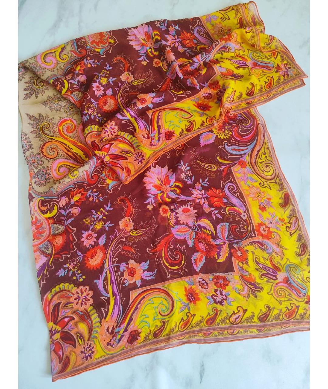 ETRO Оранжевый шелковый платок, фото 4