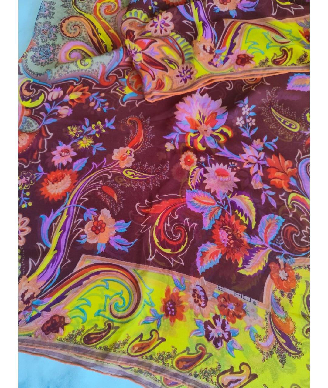 ETRO Оранжевый шелковый платок, фото 5