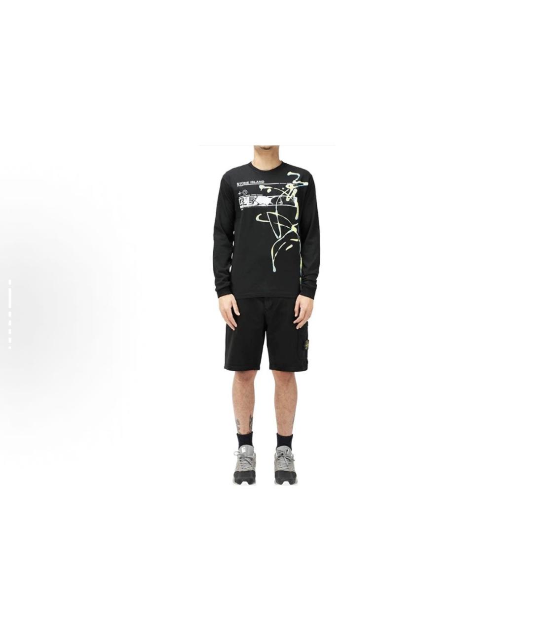 STONE ISLAND Черные хлопковые шорты, фото 5