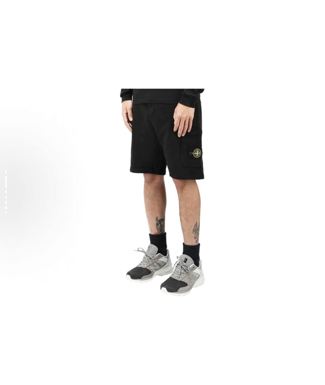 STONE ISLAND Черные хлопковые шорты, фото 4