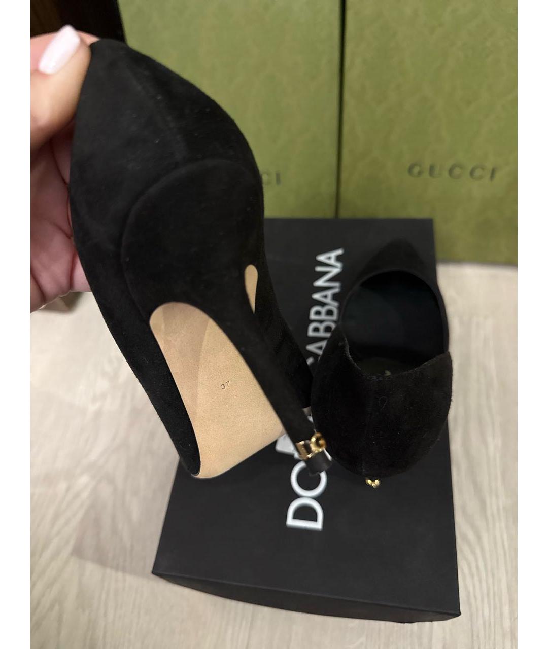 DOLCE&GABBANA Черные замшевые туфли, фото 5