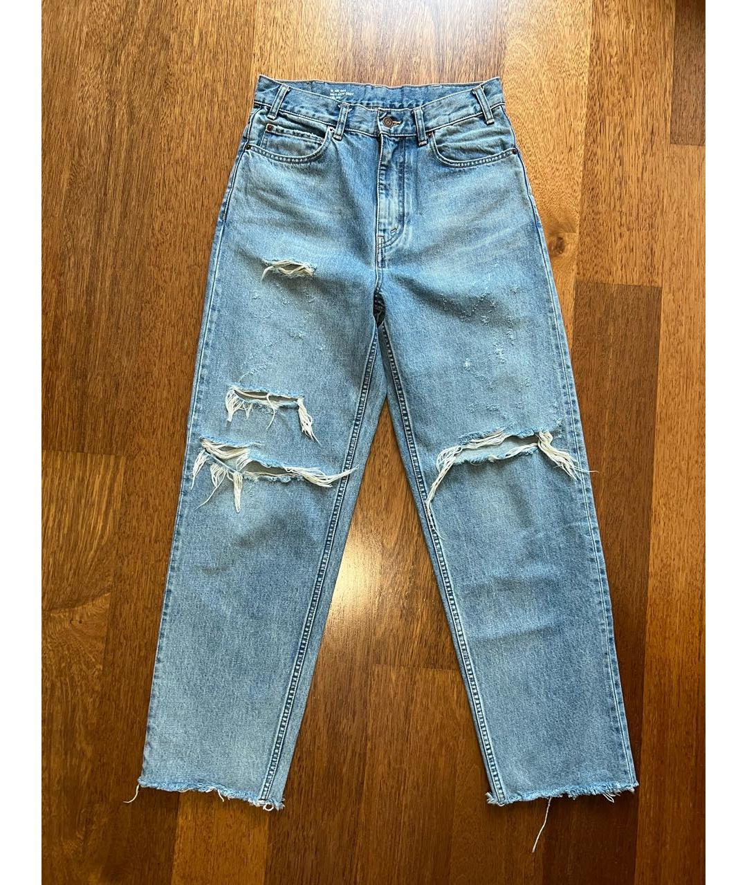CELINE Голубые хлопковые прямые джинсы, фото 6