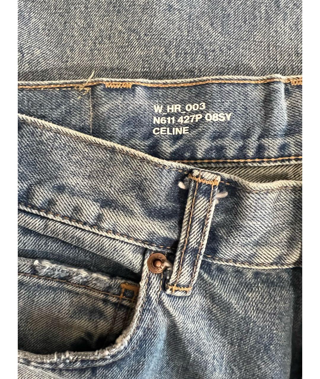 CELINE Голубые хлопковые прямые джинсы, фото 3