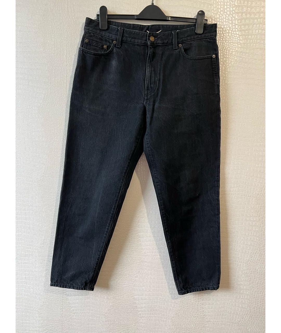 SAINT LAURENT Черные хлопковые прямые джинсы, фото 5