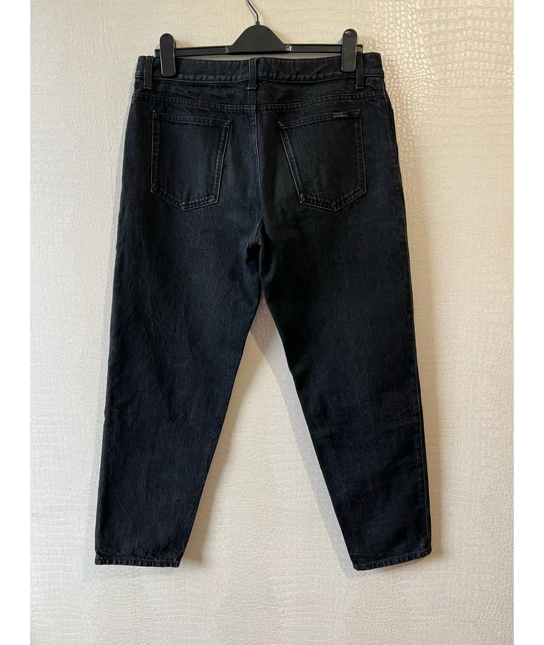 SAINT LAURENT Черные хлопковые прямые джинсы, фото 2