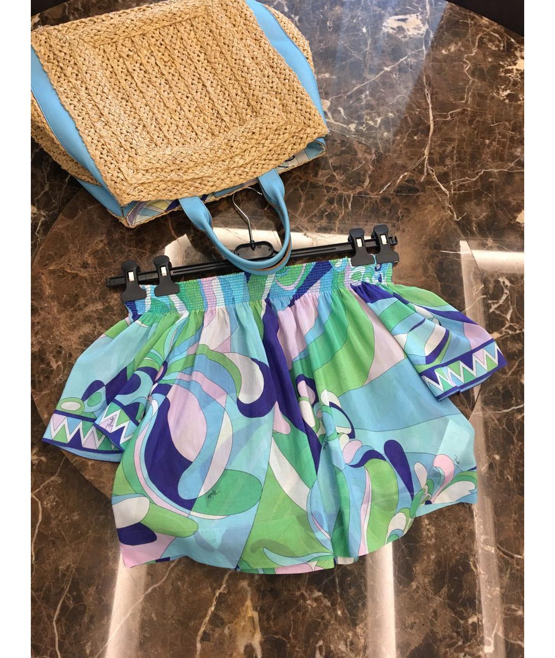 EMILIO PUCCI Голубая пелетеная пляжная сумка, фото 5