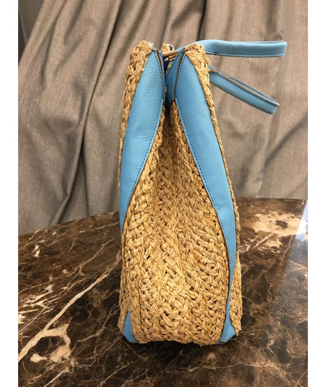 EMILIO PUCCI Голубая пелетеная пляжная сумка, фото 2