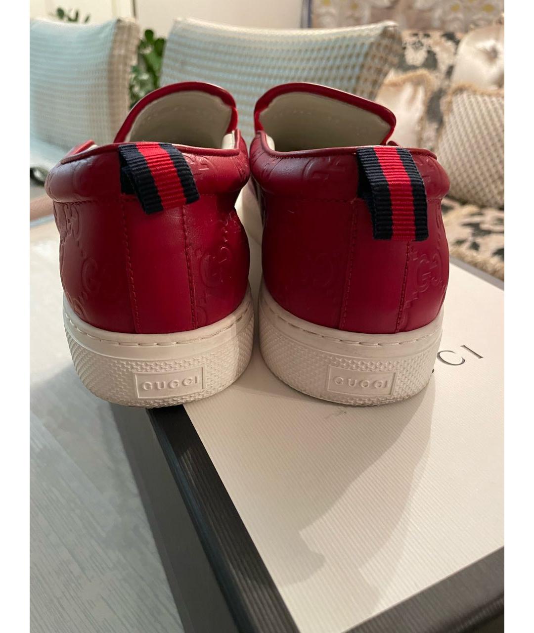 GUCCI Красные кожаные слипоны, фото 5