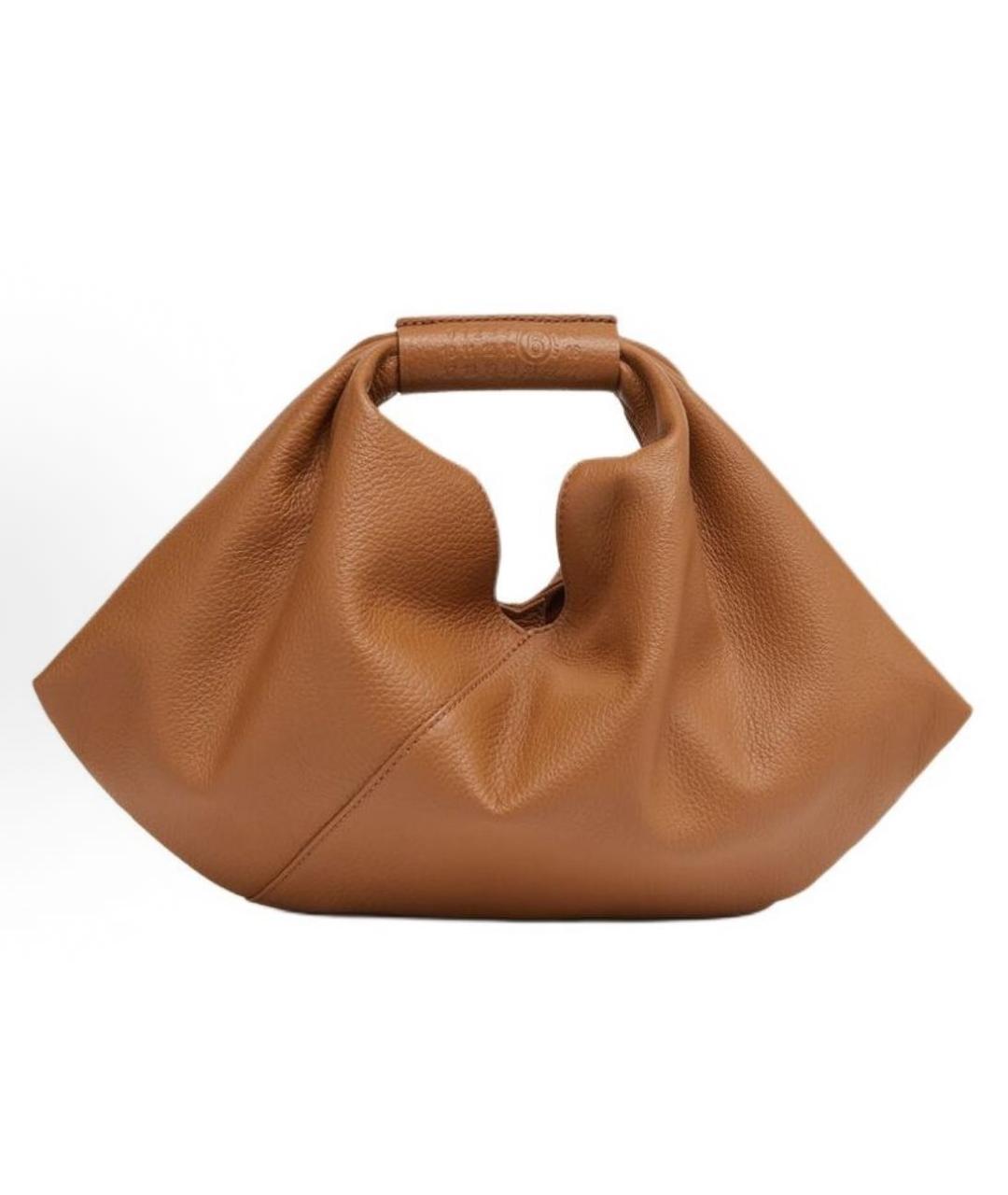 MAISON MARGIELA Коричневая кожаная сумка с короткими ручками, фото 6