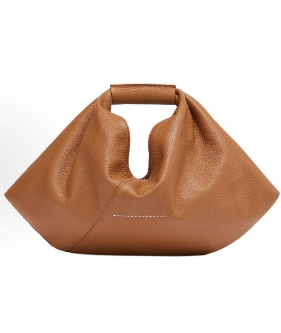 MAISON MARGIELA Коричневая кожаная сумка с короткими ручками, фото 3