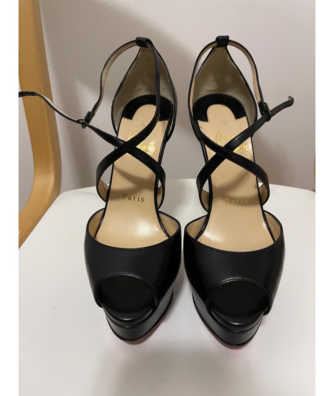CHRISTIAN LOUBOUTIN Черные кожаные босоножки, фото 3