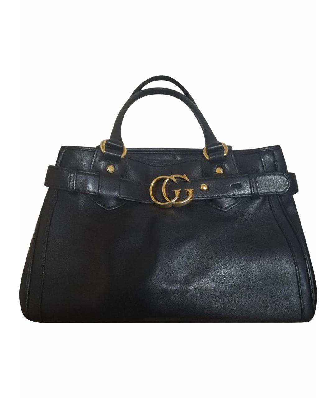 GUCCI Черная кожаная сумка тоут, фото 1