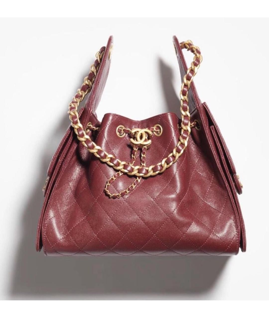CHANEL Бордовая кожаная сумка тоут, фото 4