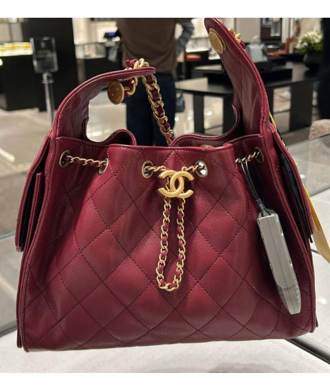 CHANEL Бордовая кожаная сумка тоут, фото 3