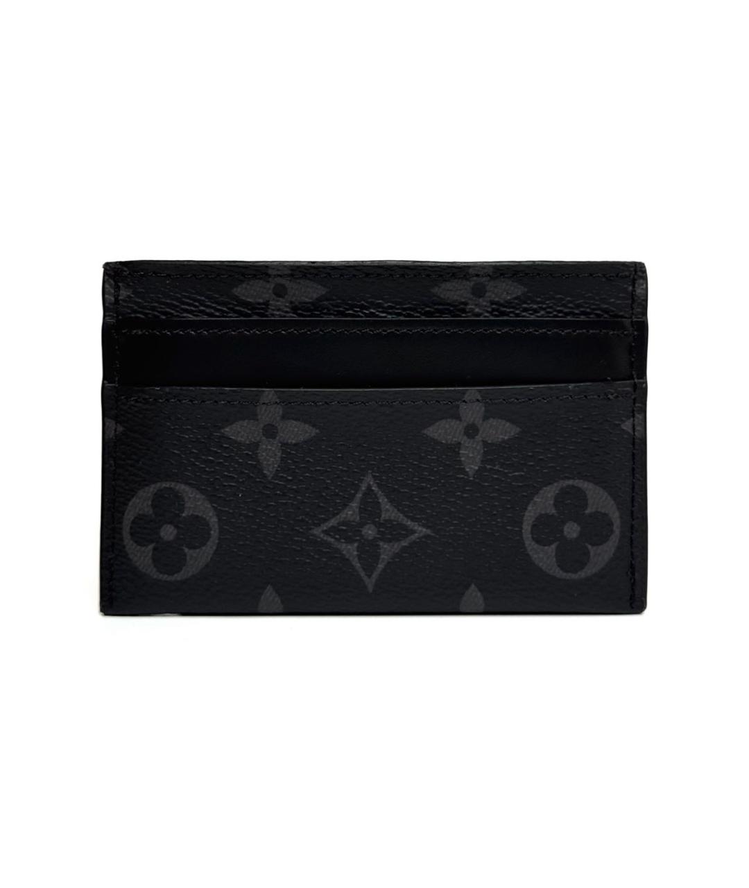 LOUIS VUITTON Черный кожаный кардхолдер, фото 3