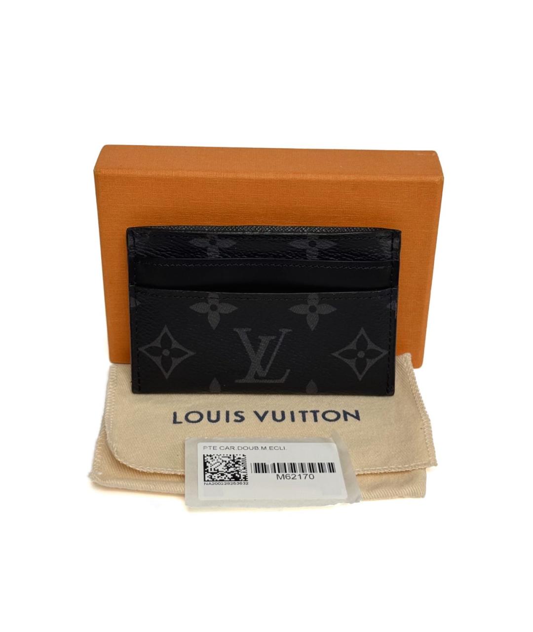 LOUIS VUITTON Черный кожаный кардхолдер, фото 2