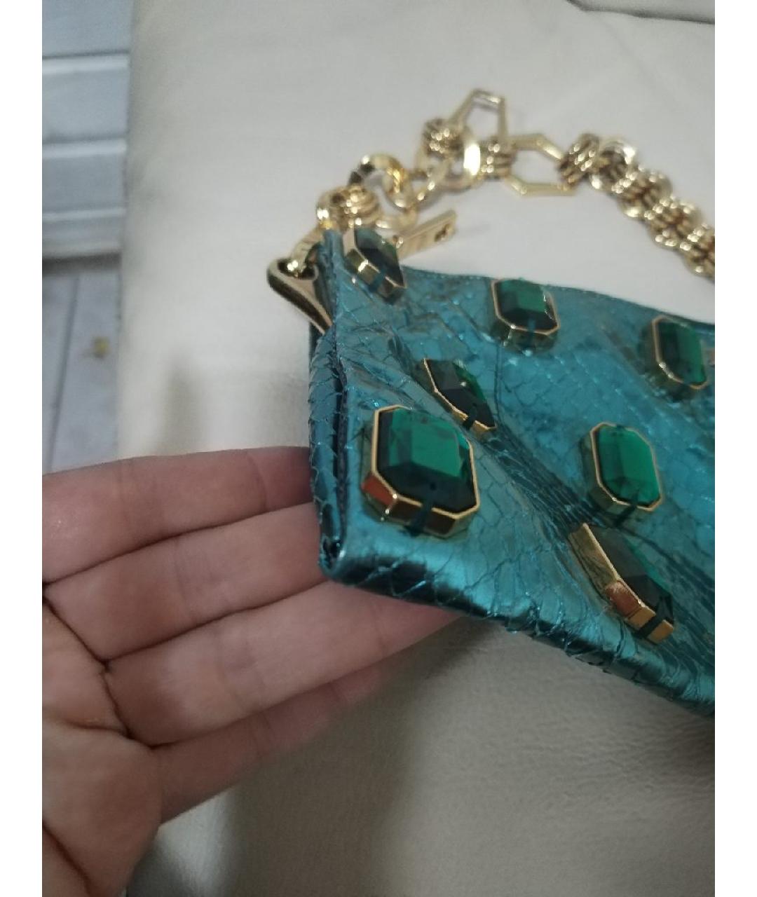 PRADA Бирюзовая сумка через плечо из экзотической кожи, фото 4