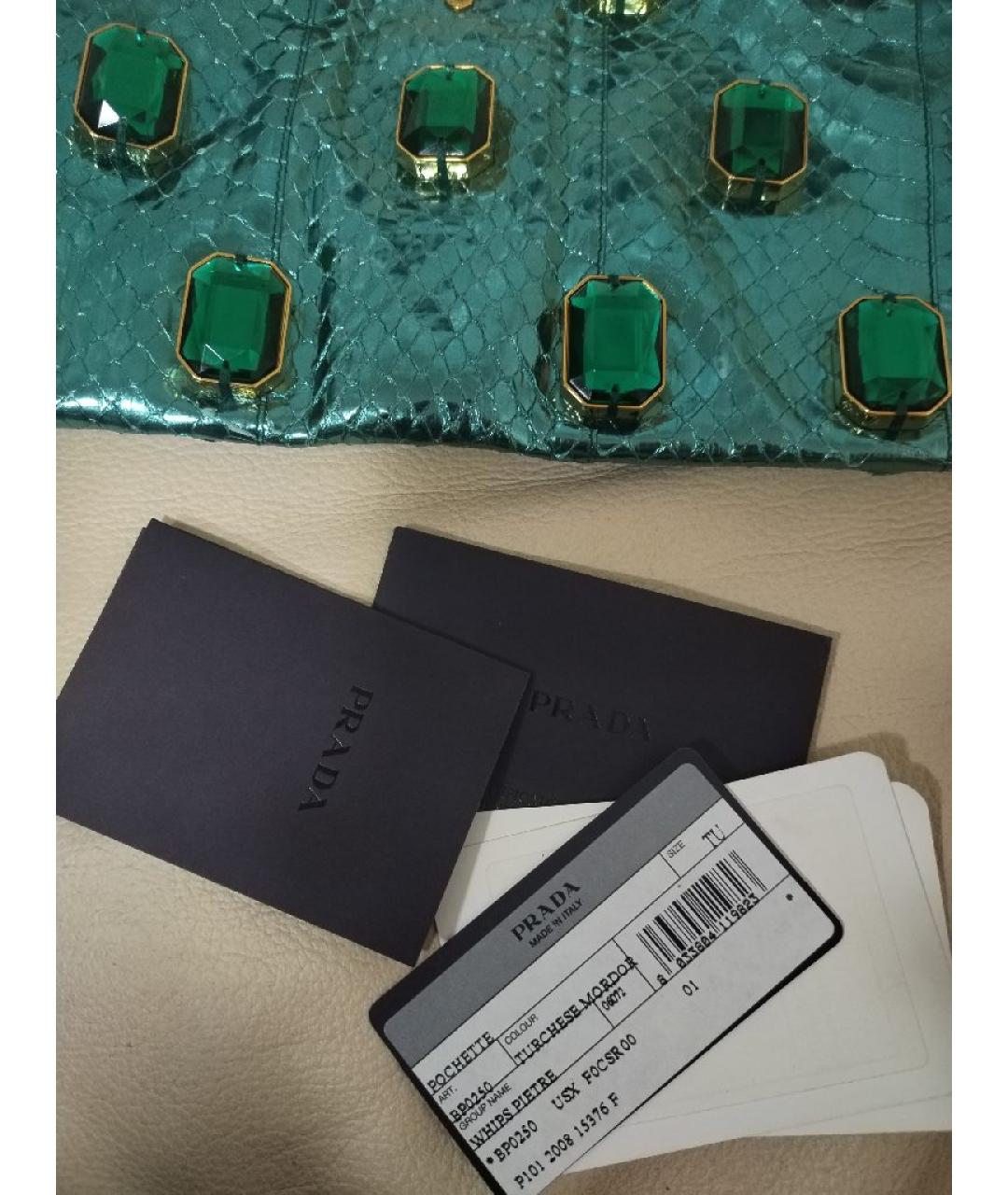 PRADA Бирюзовая сумка через плечо из экзотической кожи, фото 8