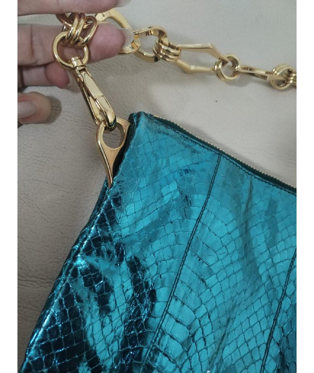 PRADA Бирюзовая сумка через плечо из экзотической кожи, фото 3