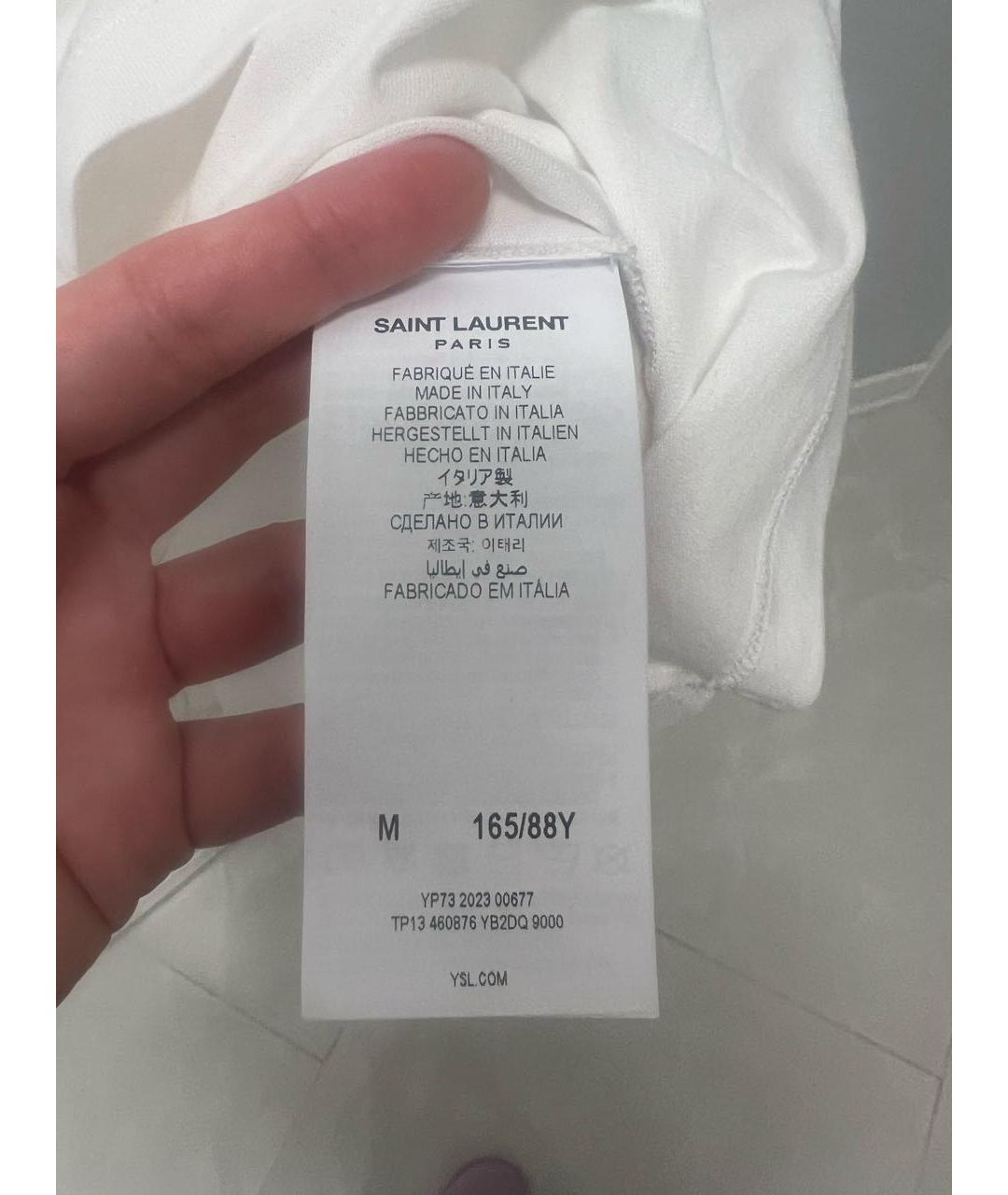 SAINT LAURENT Белая хлопковая футболка, фото 5